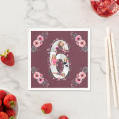 Big 6th Birthday Girl Foto Collage Pink Blume Serviette (Beispiel)