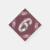 Big 6th Birthday Girl Foto Collage Pink Blume Serviette (Ecke)