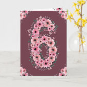 Big 6th Birthday Pink Blume Green Foliage Girl Karte (Gelbe Blume)