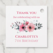 Big 7th Birthday Girl Foto Collage Pink Blume Geschenkanhänger (Rückseite)