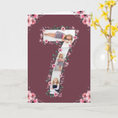 Big 7th Birthday Girl Foto Collage Pink Blume Karte (Gelbe Blume)