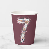 Big 7th Birthday Girl Foto Collage Pink Blume Pappbecher (Vorderseite)