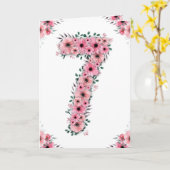 Big 7th Birthday Girl Pink Blume Green Folies Karte (Gelbe Blume)