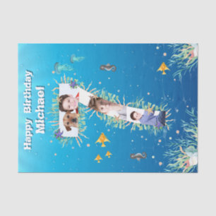 Big 7th under Sea Birthday Foto Collage Seidenpapier