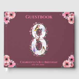 Big 8. Geburtstag Foto Collage Flower Girl Pink Gästebuch
