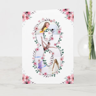 Big 8. Geburtstag Girl Foto Collage Pink Blume Karte