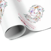 Big 9th Birthday Girl Foto Collage Pink Blume Geschenkpapier (Rolleneckpunkt)