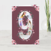Big 9th Birthday Girl Foto Collage Pink Blume Karte (Vorderseite)
