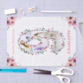 Big 9th Birthday Girl Foto Collage Pink Blume Seidenpapier (Handwerk)