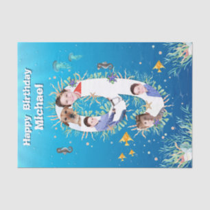 Big 9th under Sea Birthday Foto Collage Seidenpapier
