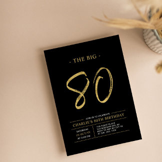 Big Aachtty | Gold & Black 80. Geburtstagsparty Einladung