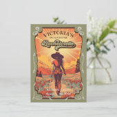 Big Adventure Cowgirl Junggeselinnen-Abschied Einladung (Stehend Vorderseite)