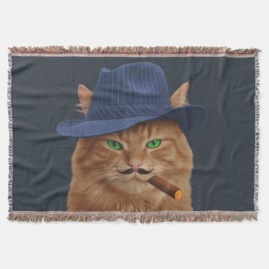 Big Al "The Paw-Father" Cat Woven Throw Blanket Decke (Vorderseite)