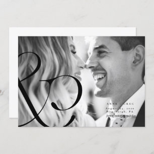 Big Amperand Black Whit Save the Date Fotokarte Einladung