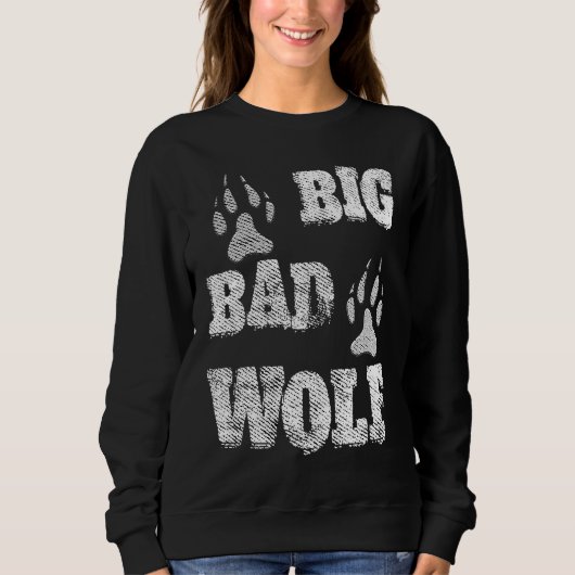 BIG and evil wolf disstressed paw print Sweatshirt (Vorderseite)