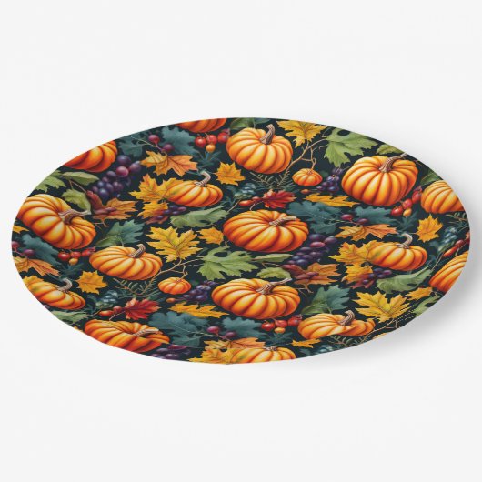 Big and Little Fall Pumpkins Pappteller (Schrägansicht)