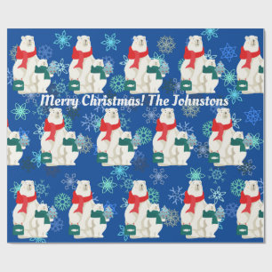 Big and Little Polar Bear and Snow Wrapping Paper Geschenkpapier