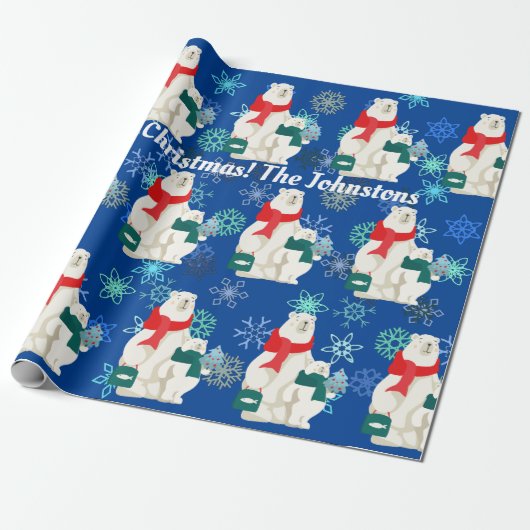 Big and Little Polar Bear and Snow Wrapping Paper Geschenkpapier (Ungerollt)