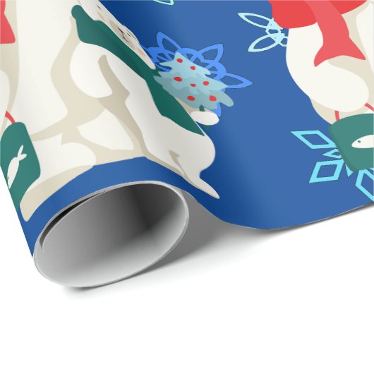 Big and Little Polar Bear and Snow Wrapping Paper Geschenkpapier (Rolleneckpunkt)
