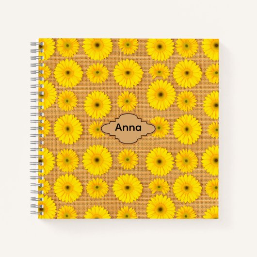 Big and Little Sunflowers on Burlap Notizblock (Vorderseite)