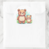 Big and Small Bear Holding Hands – Cute Kids Runder Aufkleber (Tasche)