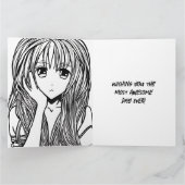 Big Anime Girl mit Kopfhörern Katzenohren Geburtst Karte (Innenseite)