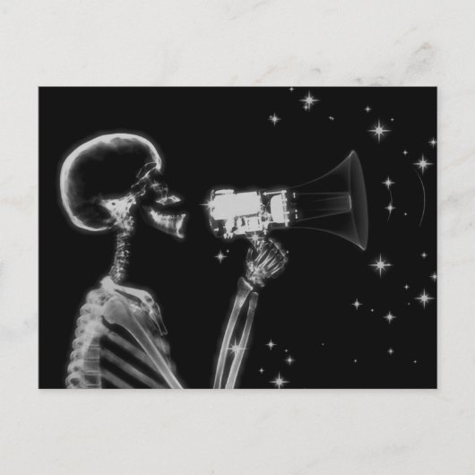 Big Announcement X-Ray Skeleton - B&W Postkarte (Vorderseite)