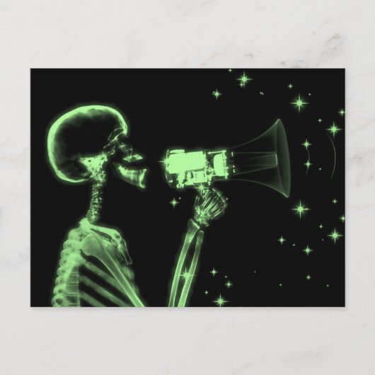 Big Announcement X-Ray Skeleton - Green Postkarte (Vorderseite)