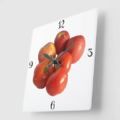 Big Apples and Tomatoes Wall Clock Quadratische Wanduhr (Winkel)