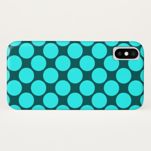 Big Aqua Polka Dots auf Aquamarinen Case-Mate iPhone Hülle (Rückseite (Horizontal))
