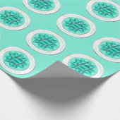 Big Aquamarin Gift Bow & Silver Foil Geschenkpapier (Ecke)