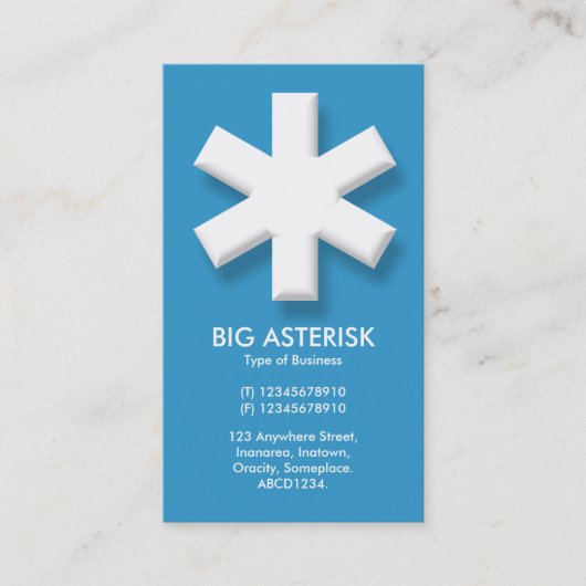 Big Asterisk - Blau (3399CC) Visitenkarte (Vorderseite)