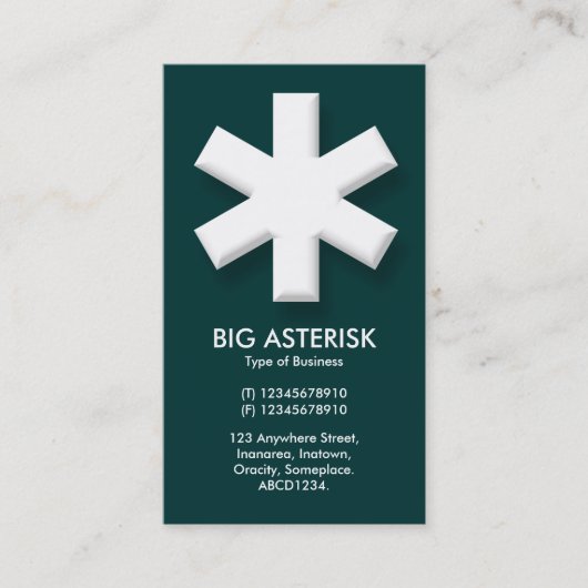 Big Asterisk - Dark Aquamarin Green (00333) Visitenkarte (Vorderseite)