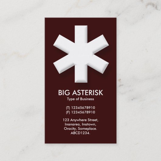 Big Asterisk - Dunkelbraun (330000) Visitenkarte (Vorderseite)