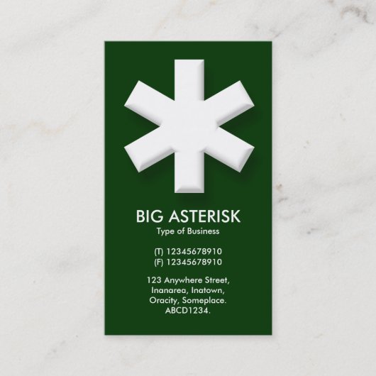 Big Asterisk - Dunkelgrün (003300) Visitenkarte (Vorderseite)