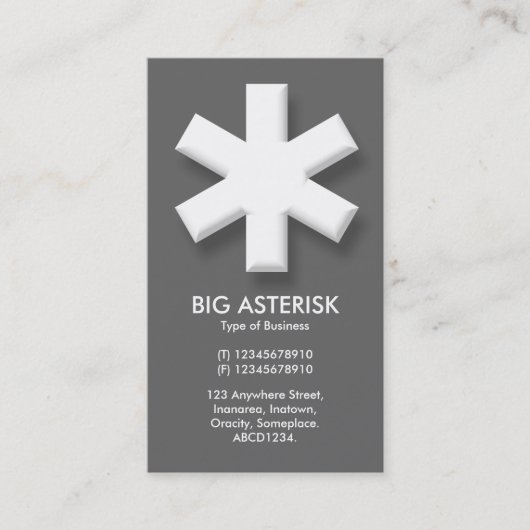 Big Asterisk - Grau Visitenkarte (Vorderseite)