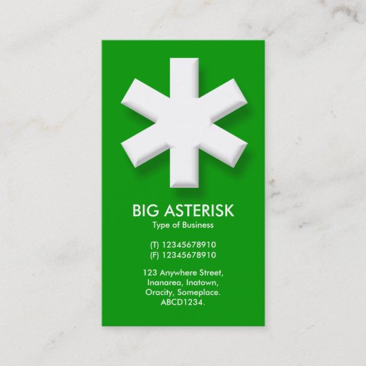 Big Asterisk - Green (00990) Visitenkarte (Vorderseite)