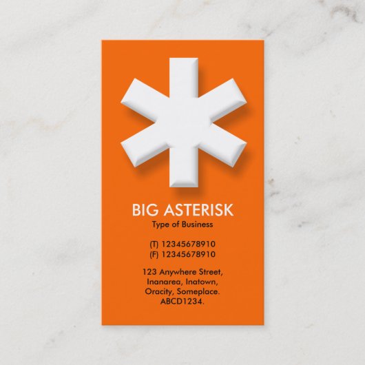 Big Asterisk - Orange (FF6600) Visitenkarte (Vorderseite)
