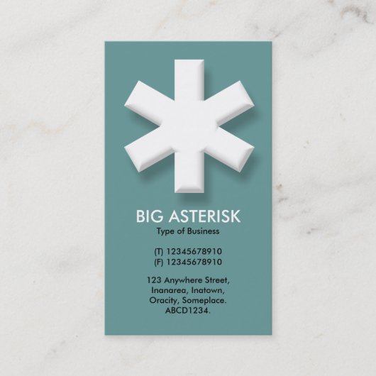 Big Asterisk - Türkisgrau (66999) Visitenkarte (Vorderseite)