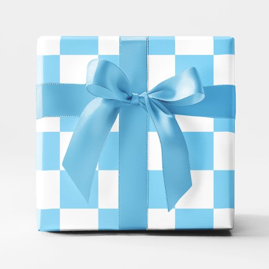 Big Baby Blue und White Checkered Geschenkpapier