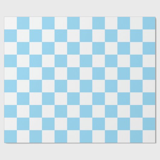 Big Baby Blue und White Checkered Geschenkpapier (Flach)