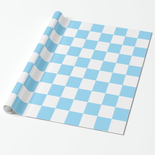 Big Baby Blue und White Checkered Geschenkpapier (Ungerollt)