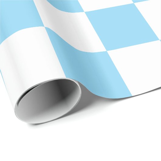 Big Baby Blue und White Checkered Geschenkpapier (Rolleneckpunkt)