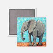 Big Baby Elephant Painting  Magnet (Vorderseite/Rückseite)