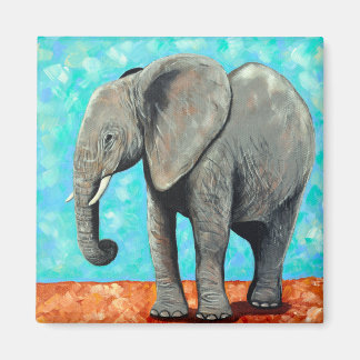 Big Baby Elephant Painting  Magnet
