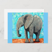 Big Baby Elephant Painting Postcard Postkarte (Vorne/Hinten)