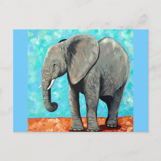Big Baby Elephant Painting Postcard Postkarte (Vorderseite)
