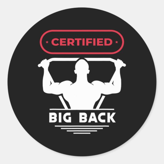 Big Back Certified Big Back Design Bodybuilding Runder Aufkleber (Vorderseite)