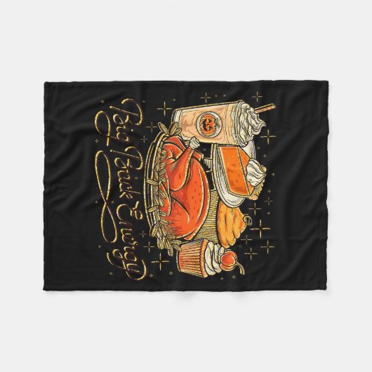 Big Back Energy Retro Leg Day Turkey Funny Thanksg Fleecedecke (Vorderseite (Horizontal))