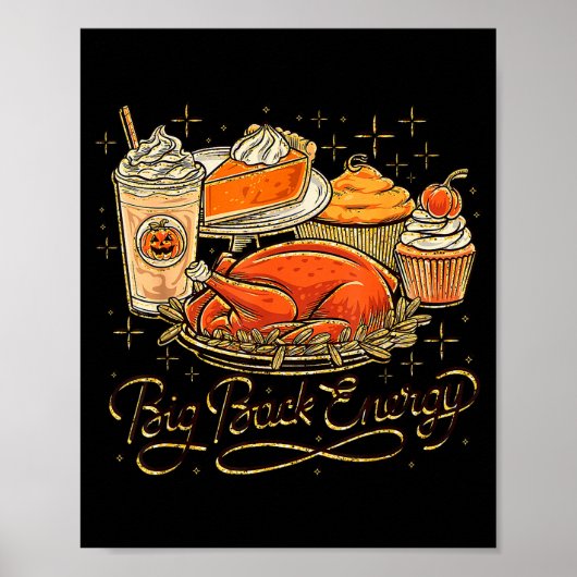 Big Back Energy Retro Leg Day Turkey Funny Thanksg Poster (Vorne)